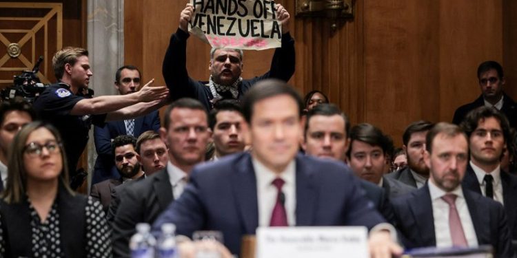 Capitol police arrest Rubio hearing disruptor, as Republican senator says ‘off to jail’